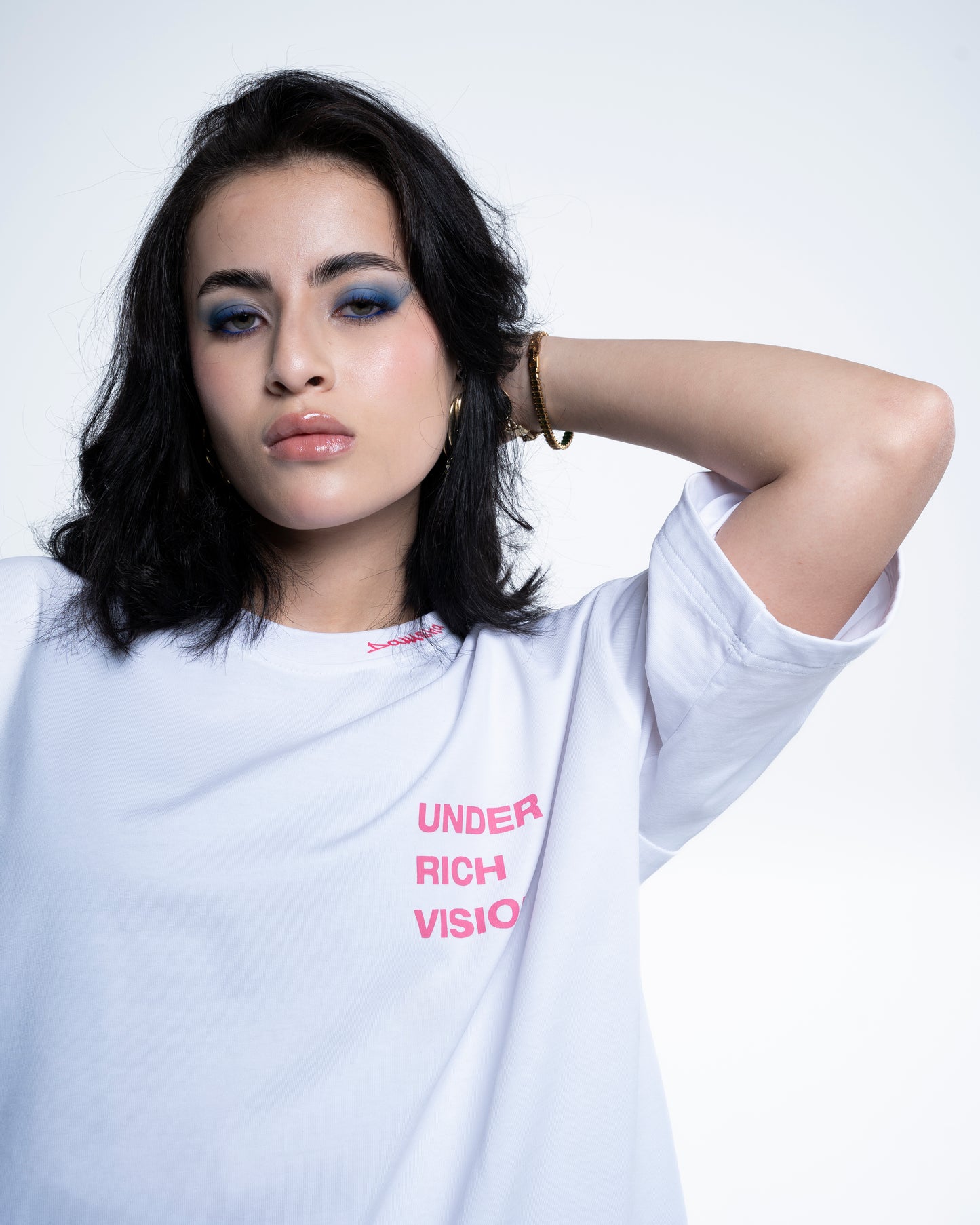Under the luxe white tee